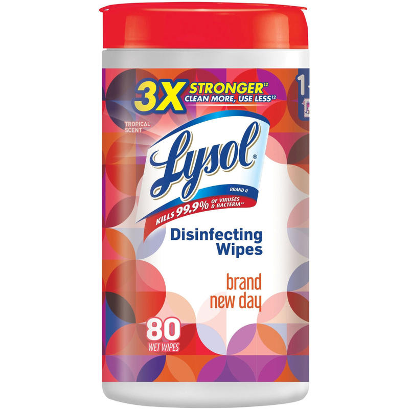 Lysol Brand New Day Disinfecting Wipes - Mango Scent - 80 / Canister - 6 / Carton - White (Min Order Qty 2) MPN:97181CT