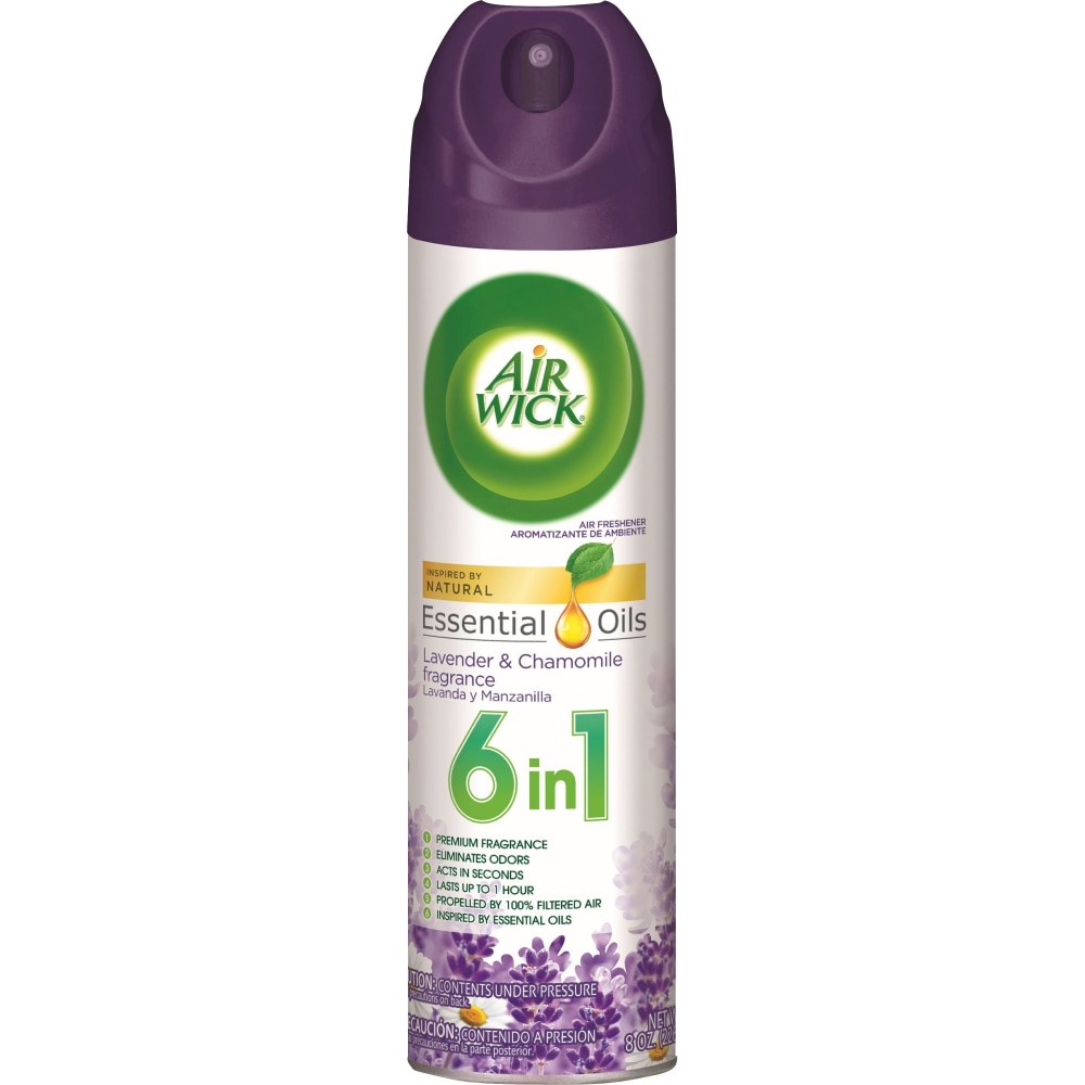 Air Wick 4-In-1 Air Freshener Spray Can, Lavender & Chamomile, 8 Oz, Case Of 12 (Min Order Qty 3) MPN:05762CT