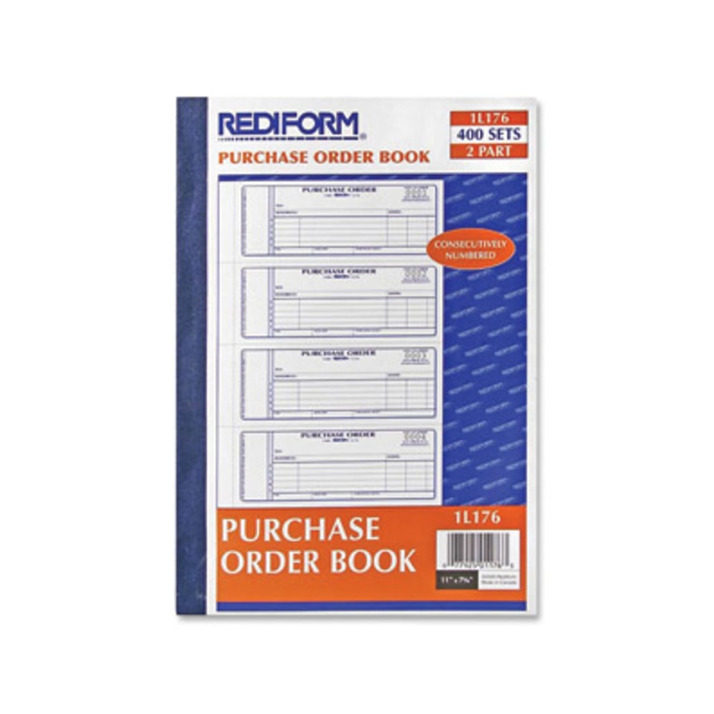 Rediform 2-Part Purchase Order Book - 400 Sheet(s) - Stapled - 2 Part - Carbonless Copy - 2 3/4in x 7in Sheet Size - Blue Print Color - 1 Each (Min Order Qty 2) MPN:1L176