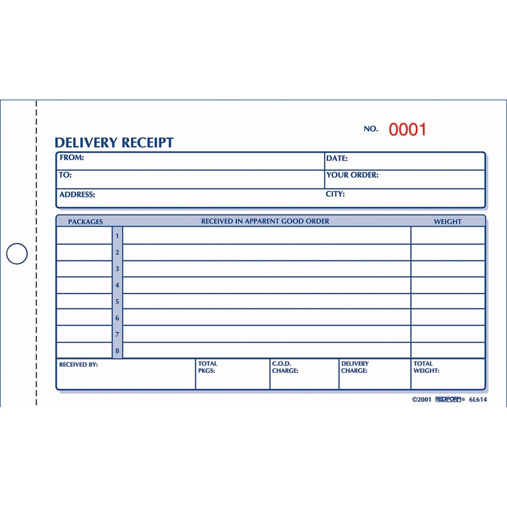 Rediform Delivery Receipt Book, 2-Part (Min Order Qty 10) MPN:6L614