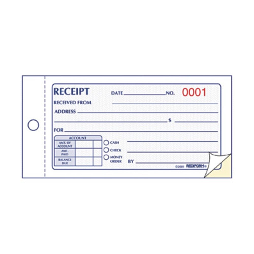 Rediform Money Receipt 2/Part Collection Forms - 50 Sheet(s) - 2 PartCarbonless Copy - 5in x 2 3/4in Sheet Size - White, Yellow - Assorted Sheet(s) - 1 Each (Min Order Qty 11) MPN:8L820