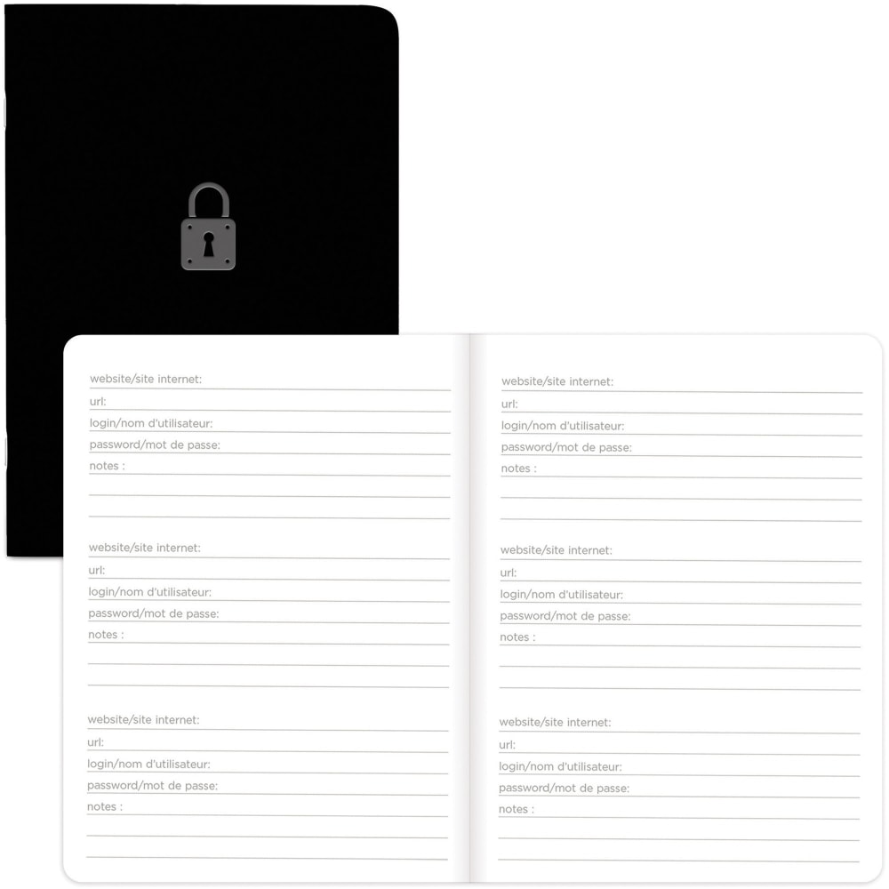 Rediform Password Notebook, 64 Pages, Black (Min Order Qty 10) MPN:A00781