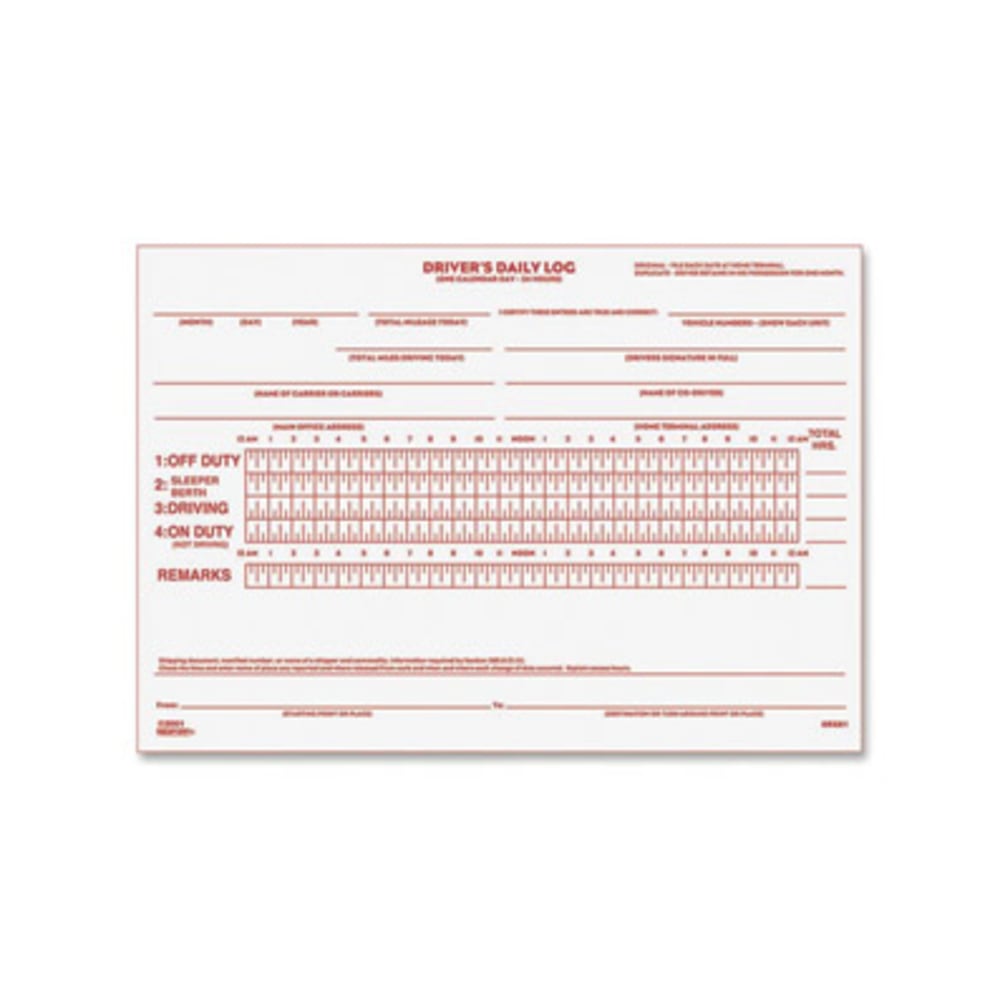 Rediform Drivers Daily Log Book - 31 Sheet(s) - Stapled - 2 Part - Carbon Copy - 7 7/8in x 5 1/2in Sheet Size - White - White Sheet(s) - Recycled - 1 Each (Min Order Qty 18) MPN:6K681