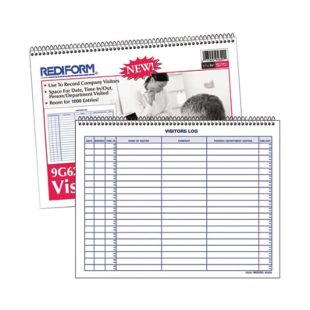 Rediform Visitors Log Book, Letter Size (8 1/2in x 11in), 50 Sheets, 50% Recycled, Blue (Min Order Qty 5) MPN:9G620