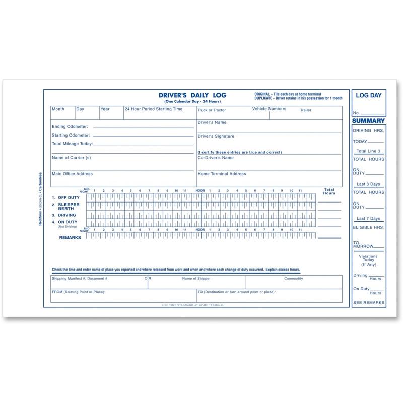 Rediform Carbonless 2-part Drivers Daily Log Book - 2 PartCarbonless Copy - 5.37in x 8.75in Form Size - White - Black Print Color - Recycled - 1 / Each (Min Order Qty 14) MPN:S5031NCL