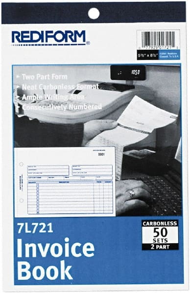 Invoice Book: 50 Sheets, White Paper MPN:RED7L721