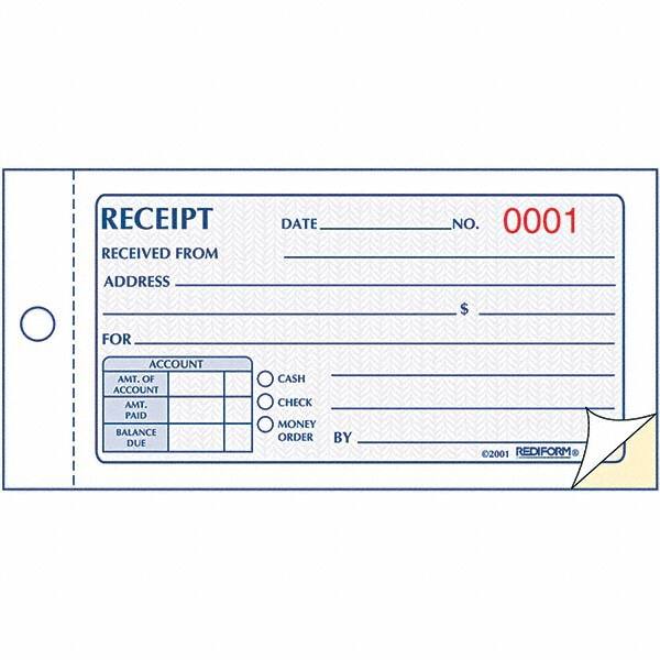 Money Receipt Book: 50 Sheets, One Form on Page Ruled MPN:RED8L820