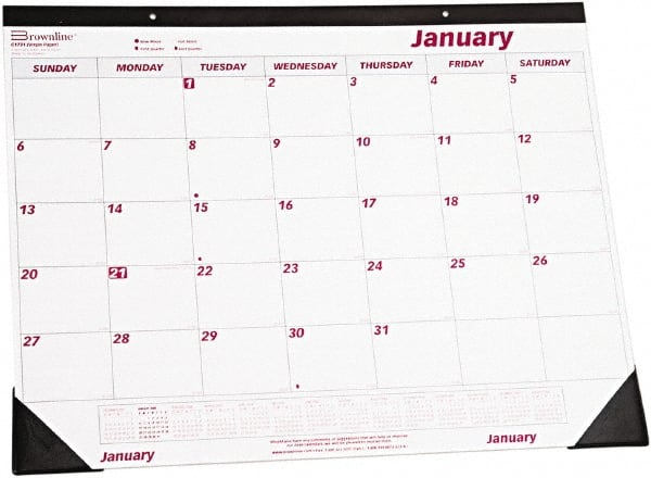 Monthly Desk Pad or Wall Calendar 2,022: 12 Sheets, Ruled Blocks, Red & White Paper MPN:REDC1731