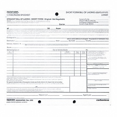 Bill of Lading Form 3-Part PK50 MPN:6P695