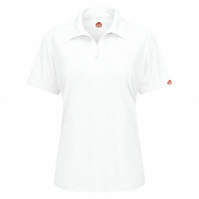Short Sleeve Polo Womens L White Button MPN:SK91WH SS L
