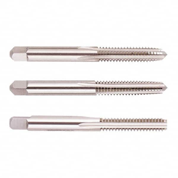 Tap Set: #1-8 UNC, 4 Flute, Bottoming Plug & Taper, High Speed Steel MPN:008941AS