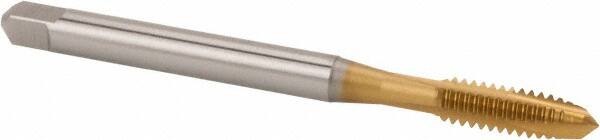 Spiral Point Tap: #4-40, UNC, 2 Flutes, Plug, 2B/3B, High Speed Steel, TiN Finish MPN:073500MS