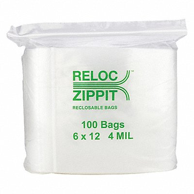 Clear Reclosable Bags 4mil 6 x12 PK1000 MPN:4R612