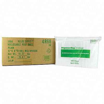 Reclosable Poly Bag Zip Seal PK1000 MPN:4R68