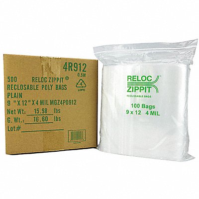 Reclosable Poly Bag Zip Seal PK500 MPN:4R912