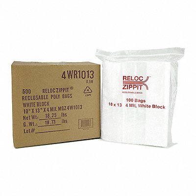 Reclosable Poly Bag Zip Seal PK500 MPN:4WR1013