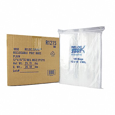 Reclosable Poly Bag Zip Seal PK1000 MPN:R1215