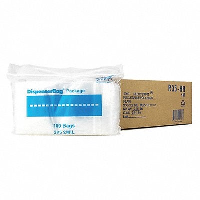 Clear Reclosable Bags 2 mil 3 x5 PK1000 MPN:R35-HH