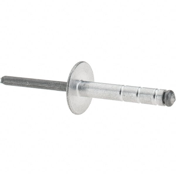 Open End Blind Rivet: Large Flange Head, Aluminum Body, Steel Mandrel MPN:/ABS68-612LFMG/