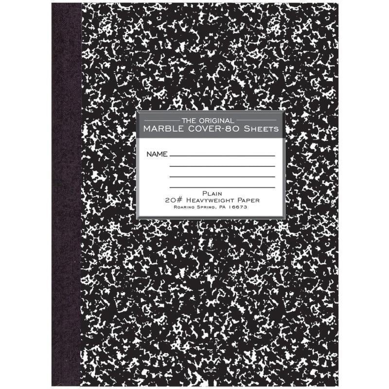 Roaring Spring Signature Collection Unruled Oversized Hard Cover Composition Book, 10.25in x 7.88in 80 Sheets, Black Marble (Min Order Qty 8) MPN:77479