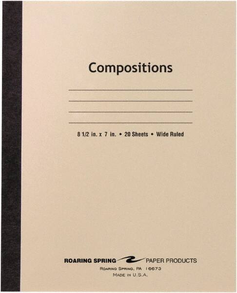 Stitched Composition Book: 20 Sheets, Wide Ruled, White Paper, Sewn Binding MPN:ROA77340