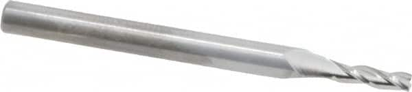 Square End Mill: 5/64'' Dia, 1/4'' LOC, 1/8'' Shank Dia, 1-1/2'' OAL, 3 Flutes, Solid Carbide MPN:NR-303-02.5