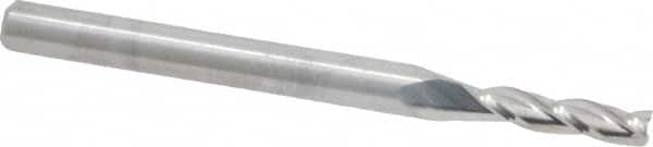 Square End Mill: 3/32'' Dia, 3/8'' LOC, 1/8'' Shank Dia, 1-1/2'' OAL, 3 Flutes, Solid Carbide MPN:NR-303-03