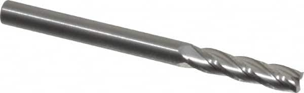 Square End Mill: 1/8'' Dia, 1/2'' LOC, 1/8'' Shank Dia, 1-1/2'' OAL, 4 Flutes, Solid Carbide MPN:NR-404-04