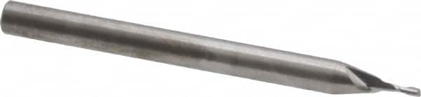 Square End Mill: 0.033'' Dia, 0.099'' LOC, 1/8'' Shank Dia, 1-1/2'' OAL, 2 Flutes, Solid Carbide MPN:SR-2-033