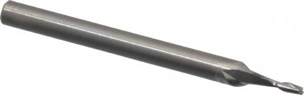 Square End Mill: 0.049'' Dia, 0.147'' LOC, 1/8'' Shank Dia, 1-1/2'' OAL, 2 Flutes, Solid Carbide MPN:SR-2-049