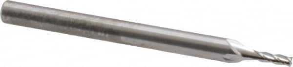 Square End Mill: 0.055'' Dia, 0.165'' LOC, 1/8'' Shank Dia, 1-1/2'' OAL, 4 Flutes, Solid Carbide MPN:SR-4-055