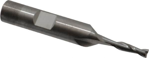 Square End Mill: 9/64'' Dia, 1/2'' LOC, 3/8'' Shank Dia, 2-1/2'' OAL, 2 Flutes, Solid Carbide MPN:T12-203-04.5