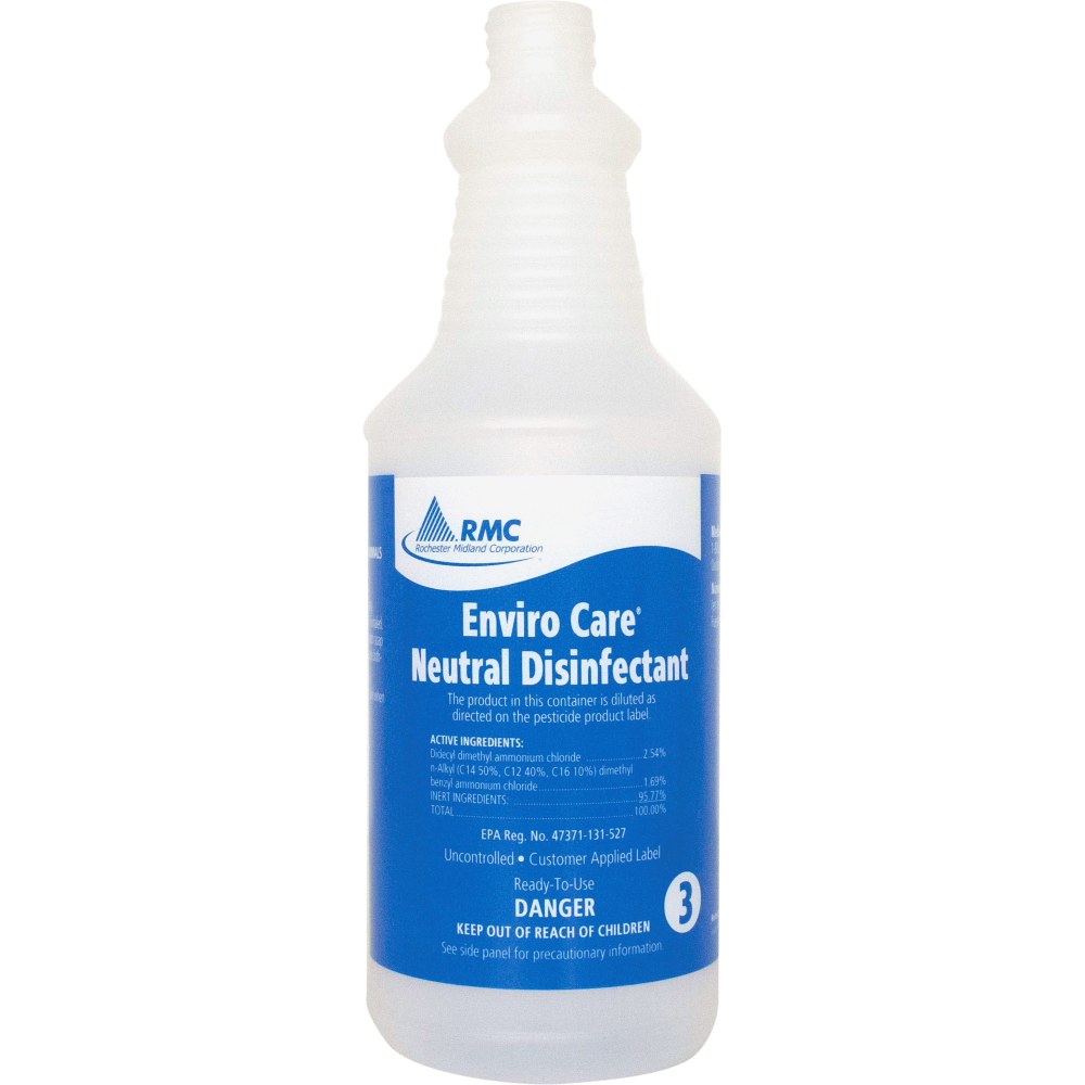 RMC Neutral Disinfectant Spray Bottle - 1 Each - Frosted Clear - Plastic (Min Order Qty 24) MPN:35064573