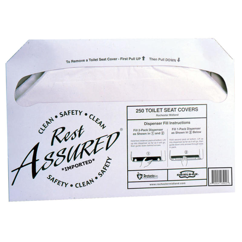 Rochester Midland Half-Fold Toilet Seat Covers, 250 Sheets Per Pack, Carton Of 20 Packs (Min Order Qty 2) MPN:25177673