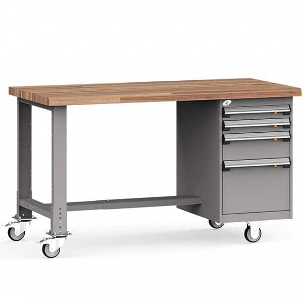 Mobile Work Benches, Bench Type: Mobile Workbench , Work Bench Material: Painted Steel , Number Of Wheels: 4 , Wheel Configuration: (4) Swivel with Brakes  MPN:LJ2101C-745