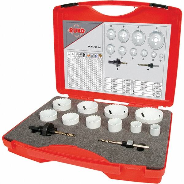 Plumber Hole Saw Kit: 12 Pc, 7/8 to 2-1/2