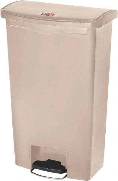 STREAMLINE Plastic Front Step Step-On-Trash/Garbage Can/Bin, 18 Gal, Beige MPN:1883460