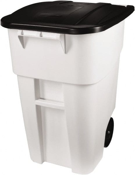 Rollout Trash Can: 50 gal, Square, White MPN:1829410