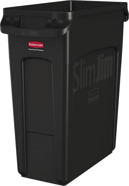 Trash Can: 16 gal, Rectangle, Black MPN:1955959