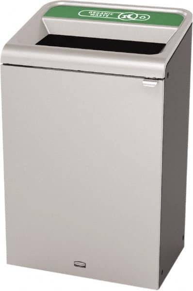 Decorative Indoor Waste Receptacle: 33 gal, Rectangle, Gray MPN:1961506