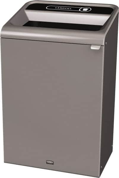 Decorative Indoor Waste Receptacle: 33 gal, Rectangle, Gray MPN:1961628