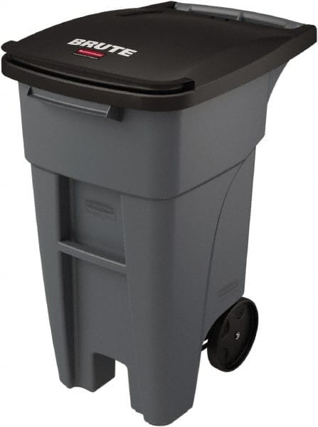 Rollout Trash Can: 32 gal, Rectangle, Gray MPN:1971941