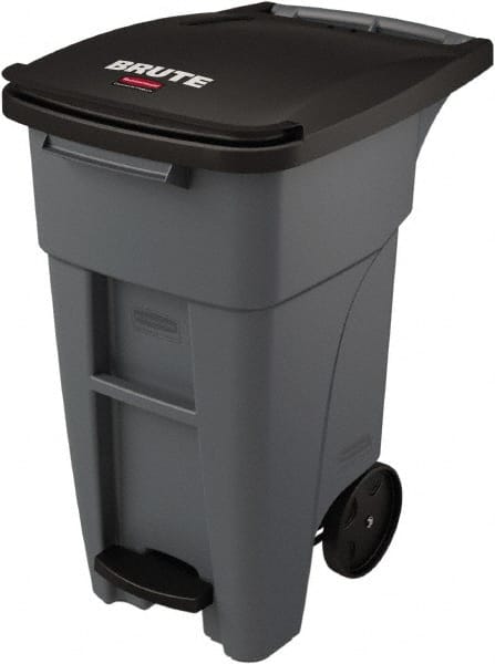 Rollout Trash Can: 32 gal, Rectangle, Gray MPN:1971944