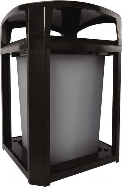 Landmark Series Classic Container, Dome Top Frame With Rigid Liner, 35 gal, Black, 26.0