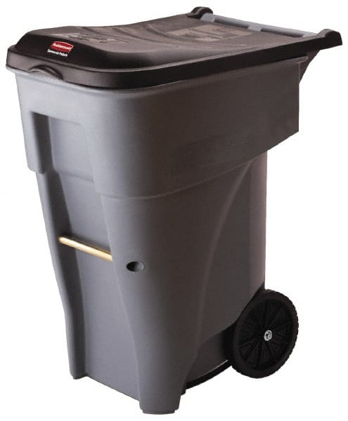 Rollout Plastic Trash/Garbage Can/Bin with Wheels, 65 Gal, Gray MPN:FG9W2100GRAY