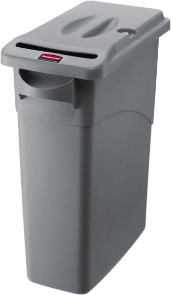 Decorative Trash Can: 15-7/8 gal, Rectangle, Gray MPN:FG9W2500LGRAY