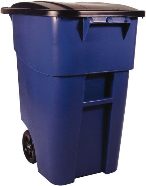 Rollout Recycling Container/Trash Can: 50 gal, Square, Blue MPN:FG9W2700BLUE