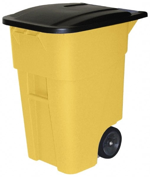 Rollout Recycling Container/Trash Can: 50 gal, Rectangle, Yellow MPN:FG9W2700YEL