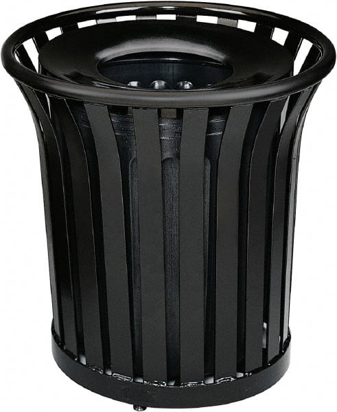 Decorative Trash Can: 36 gal, Round, Black MPN:FGMT32PLBK