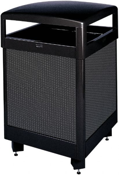 Decorative Trash Can: 38 gal, Square, Black MPN:FGR38HT500PL